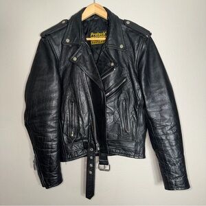 Women’s Vintage Protech Genuine Leather Biker Jacket